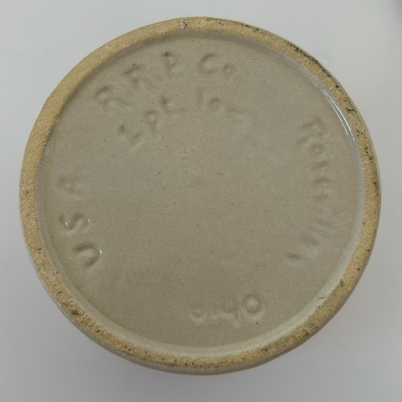 Robinson Ransbottom Vintage Stoneware Pint Cream Blue Stripes Crock & Rare Lid - Picture 6 of 7